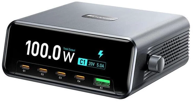 Main image of 100W 5Port GaN Desktop Charging Station for Multiple Devices | 2.25" LCD Smart Display Control, Fast USB C Charger for MacBook/iPad/iPhone/Galaxy, Ideal for Home Office & Gaming