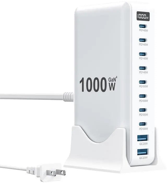 Main image of 1000W USB C Charger Block,10-Port USB C Charging Station GaN IV Travel Essentials Multiple Port Charging Station,140W Laptop Fast Charger Adapter for MacBook Pro/Air,DELL,iPad,iPhone,Samsung Galaxy