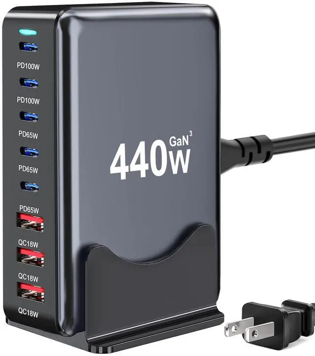 Main image of 440W USB C Charger Block, Multi-port Fast USB Charging Station Dual PD 100W GaN Charging Station For Multiple Devices, Laptop Charger Adapter Compatible with MacBook, DELL, iPad, iPhone, Samsung etc