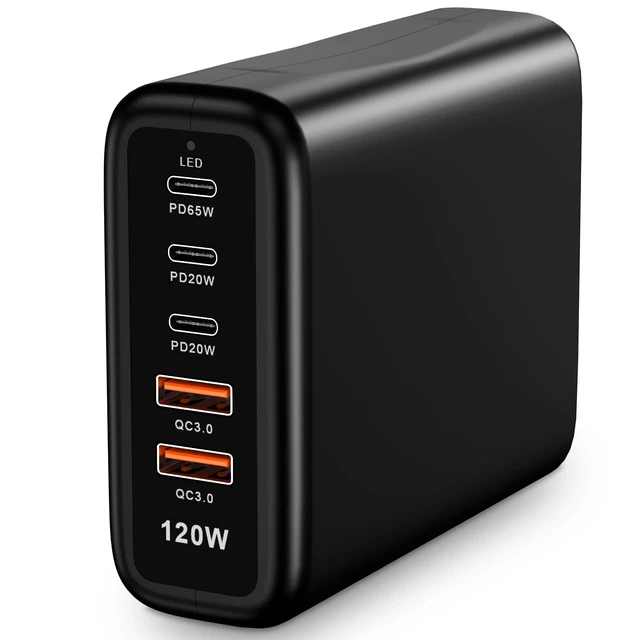 Alt view image 14 of 14 - USB C Charging Station Fast Wall Charger USBC Charging Power Hub for Multiple Device Desktop Charge Block 3 USB C 2 USB A 120W Pd Rapid Strip Adapter Compatible for iPhone iPad Galaxy Smart Cell Phone