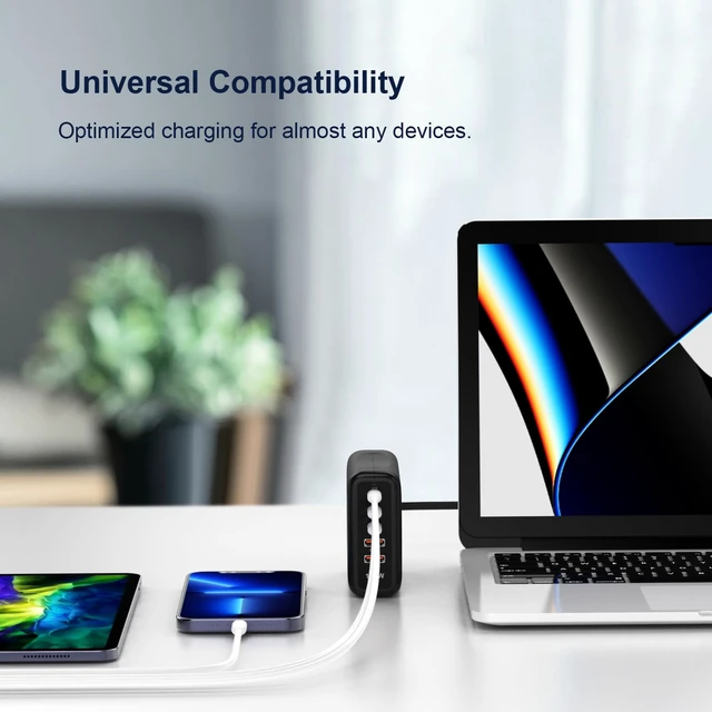 Alt view image 11 of 14 - USB C Charging Station Fast Wall Charger USBC Charging Power Hub for Multiple Device Desktop Charge Block 3 USB C 2 USB A 120W Pd Rapid Strip Adapter Compatible for iPhone iPad Galaxy Smart Cell Phone