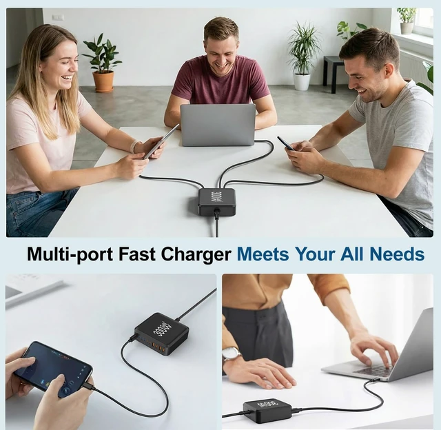 Alt view image 7 of 7 - 300W GaN Charging Station 10 Port USB C Charger Block Type C Charging Hub | iPhone Charger Fast Charging with 6FT/10FT Cables for iPhone 17 16 15 Pro Max Plus,Galaxy S25 S24 S23,iPad Pro/Air,Tablet