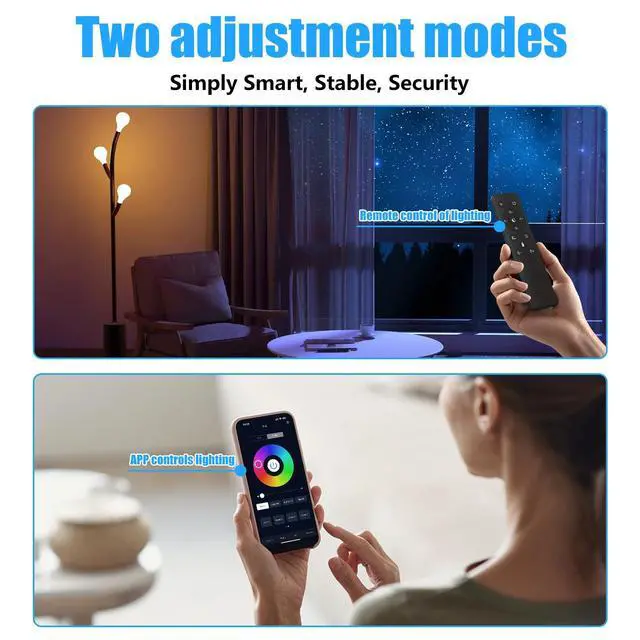 Alt view image 3 of 7 - A19 Color Changing Light Bulb with Remote Control&App Control, 800LM 9W(60W Equivalent) Dimmable 3000K-6500K RGBWW,E26 Base 2.4GHz,Light Bulb for Home Decor,2Bulb&1Remote