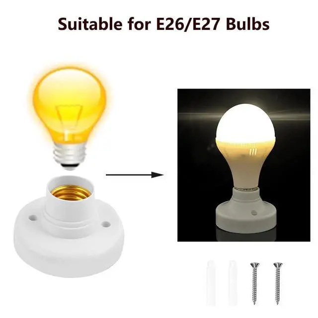 Alt view image 5 of 7 - Light Socket with Cord Light Bulb Base E26/ E27 Lamp Base Desktop 15ft Include Screw Light Bulb Socket with On/Off Switch Hanging Light Cord Extension (1)