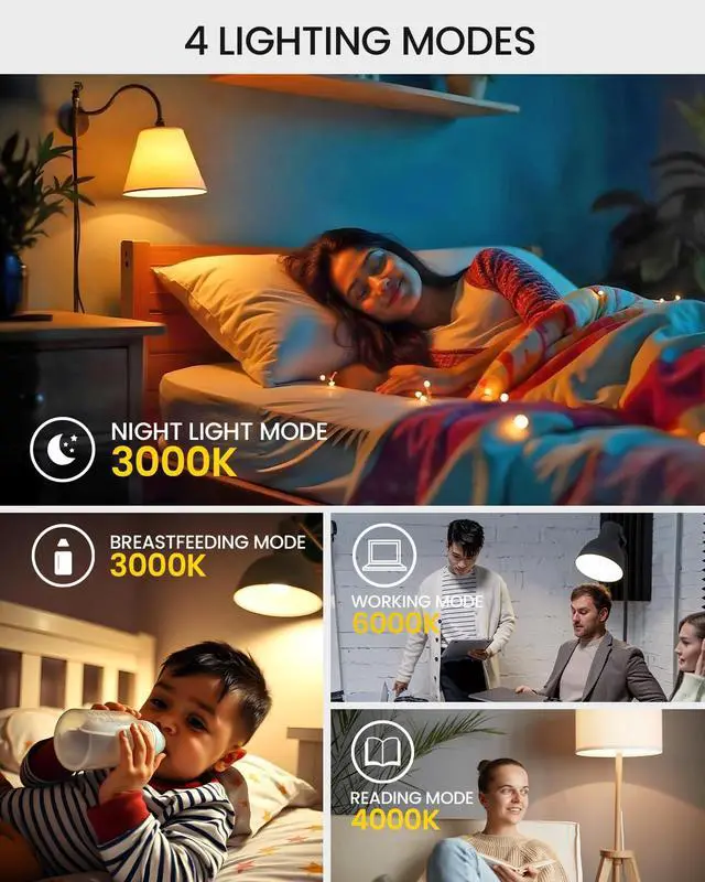 Alt view image 4 of 6 - A19 LED Light Bulbs with Remote Control, 9W LED Bulbs 60W Equivalent, 3000K-6000K Stepless Dimmable, E26 Base, Remote Control Light Bulbs with Timing, Memory Function, for Home Decor, 1Bulb & 1Remote