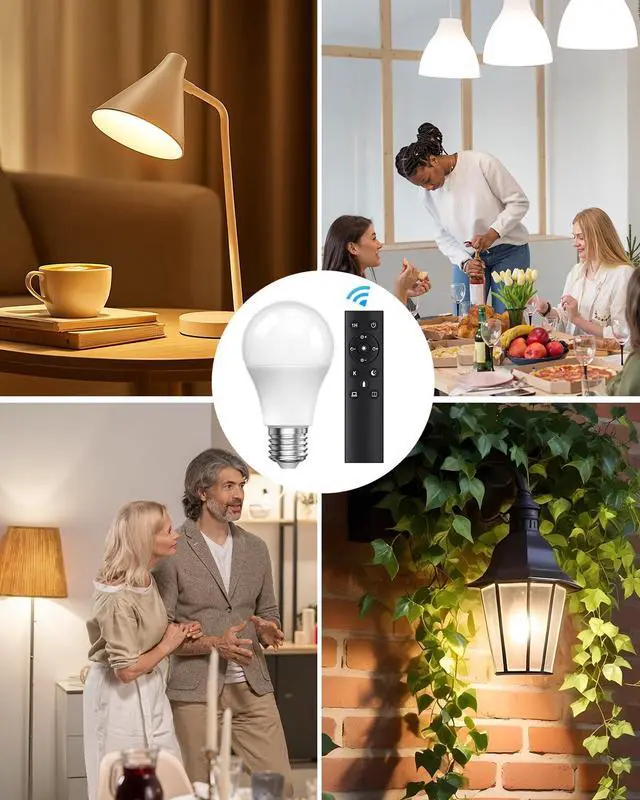 Alt view image 5 of 6 - A19 LED Light Bulbs with Remote Control, 9W LED Bulbs 60W Equivalent, 3000K-6000K Stepless Dimmable, E26 Base, Remote Control Light Bulbs with Timing, Memory Function, for Home Decor, 1Bulb & 1Remote