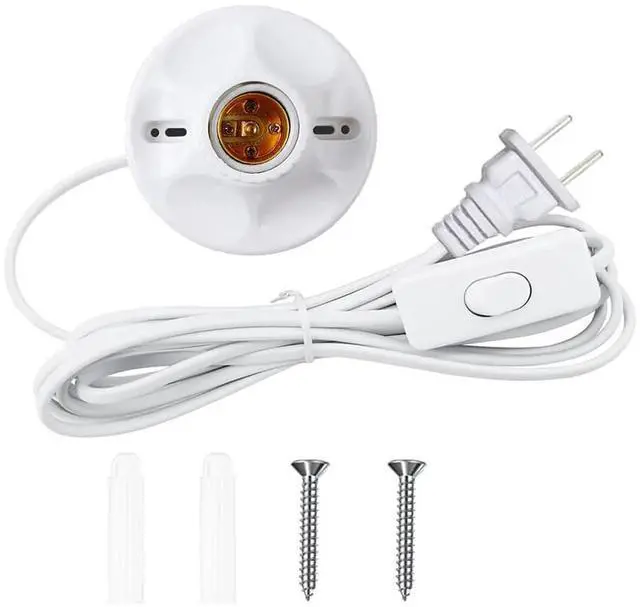 Main image of 15ft Light Bulb Base with Cord E26/E27 Light Socket with On/Off Switch, 110V-250V Lamp Base for Light Socket with Cord, Light Bulb Socket with Plug-in Lamp Holder Base for Desktop,Include Screw