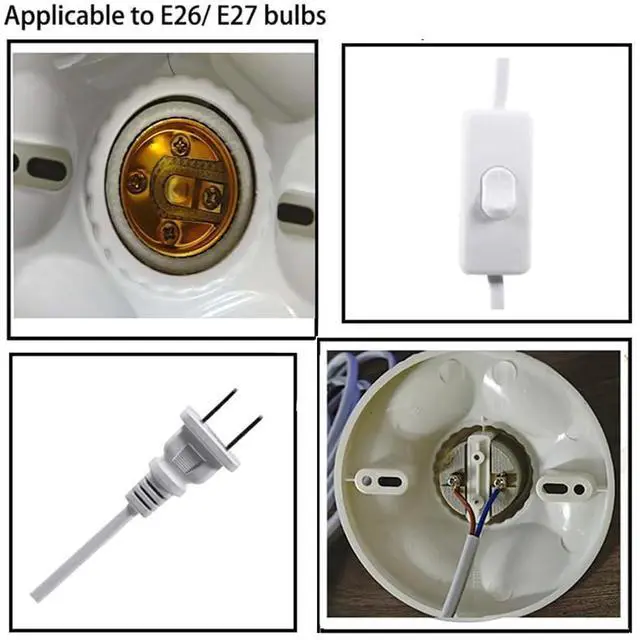 Alt view image 3 of 4 - 15ft Light Bulb Base with Cord E26/E27 Light Socket with On/Off Switch, 110V-250V Lamp Base for Light Socket with Cord, Light Bulb Socket with Plug-in Lamp Holder Base for Desktop,Include Screw