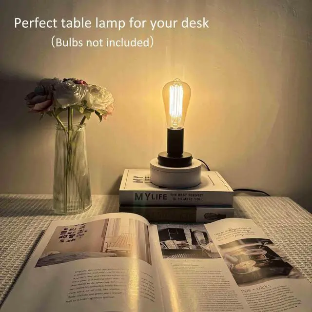 Alt view image 4 of 6 - Black Metal E26/E27 Screw Light Socket with 10FT Extension Cord, Hanging Light Cord for Garage,80MM Small Table Lamp Base Ceiling Bulb Holder, On/Off Switch US Plug in Wire (1 Pack)