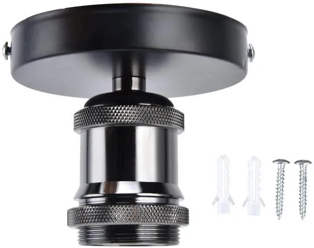 Main image of E26/E27 Screw Head Light Socket 100-240V Vintage Ceiling Light Wall Lamp Bulb Holder Socket for Hallway,Kitchen,Basement,Garage,Bar,Restaurant (Black)