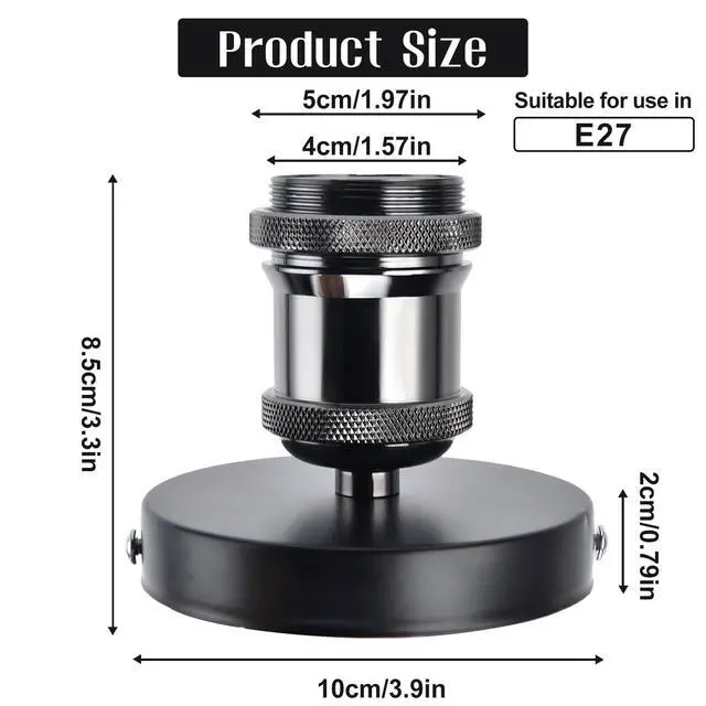 Alt view image 2 of 7 - E26/E27 Screw Head Light Socket 100-240V Vintage Ceiling Light Wall Lamp Bulb Holder Socket for Hallway,Kitchen,Basement,Garage,Bar,Restaurant (Black)