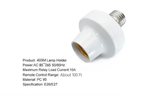 Alt view image 6 of 7 - RF 433Mhz Wireless Remote Control Light Lamp Socket E26 E27 Bulb Base Holder, Light Switch Kit with Wall-Mounted Controller for Pull Chain Light Lamp Fixtures