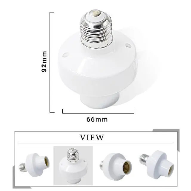 Alt view image 7 of 7 - RF 433Mhz Wireless Remote Control Light Lamp Socket E26 E27 Bulb Base Holder, Light Switch Kit with Wall-Mounted Controller for Pull Chain Light Lamp Fixtures