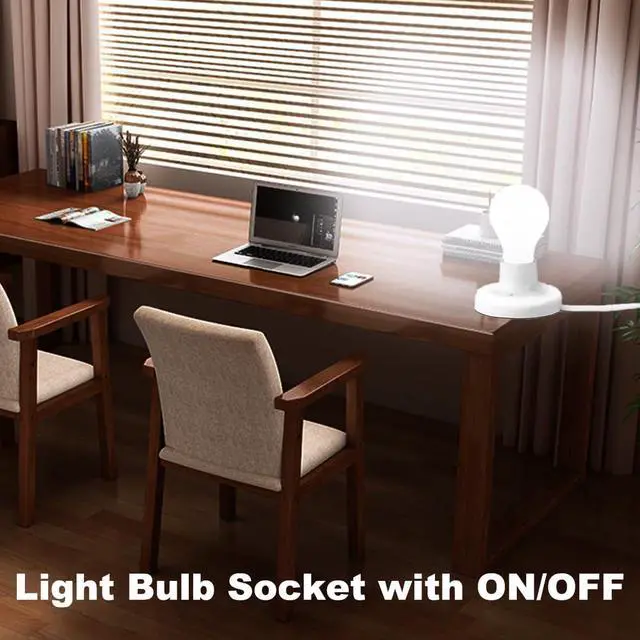 Alt view image 6 of 7 - 10 FT Light Bulb Base with Cord E26/E27 Light Socket with On/Off Switch, 110V-250V Lamp Base for Light Socket with Cord, Light Bulb Socket with Plug-in Lamp Holder Base for Desktop,Include Screw