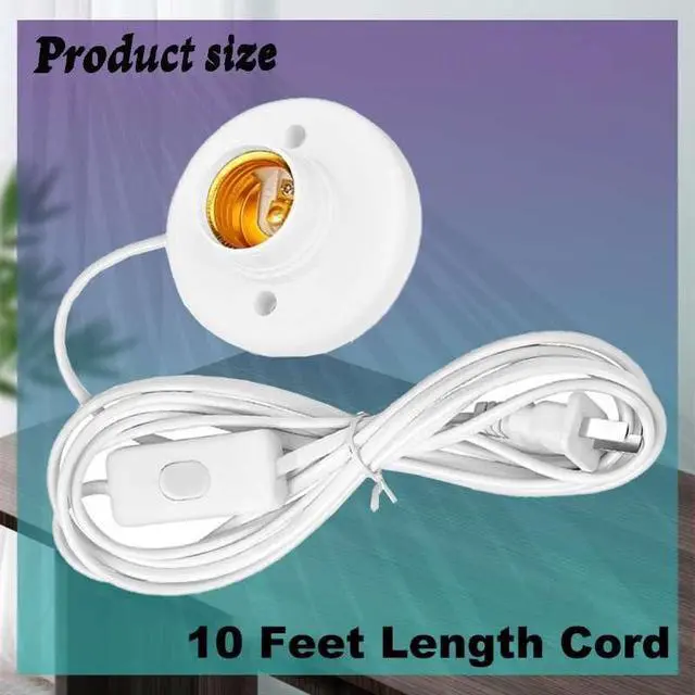 Alt view image 2 of 7 - 10 FT Light Bulb Base with Cord E26/E27 Light Socket with On/Off Switch, 110V-250V Lamp Base for Light Socket with Cord, Light Bulb Socket with Plug-in Lamp Holder Base for Desktop,Include Screw