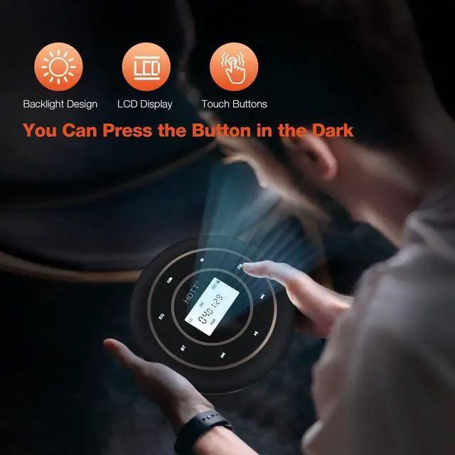 Alt view image 6 of 6 - HOTT C105 Portable CD Player FM Transmitter Rechargeable Compact CD Player with Touch Buttons Backlit Display Black