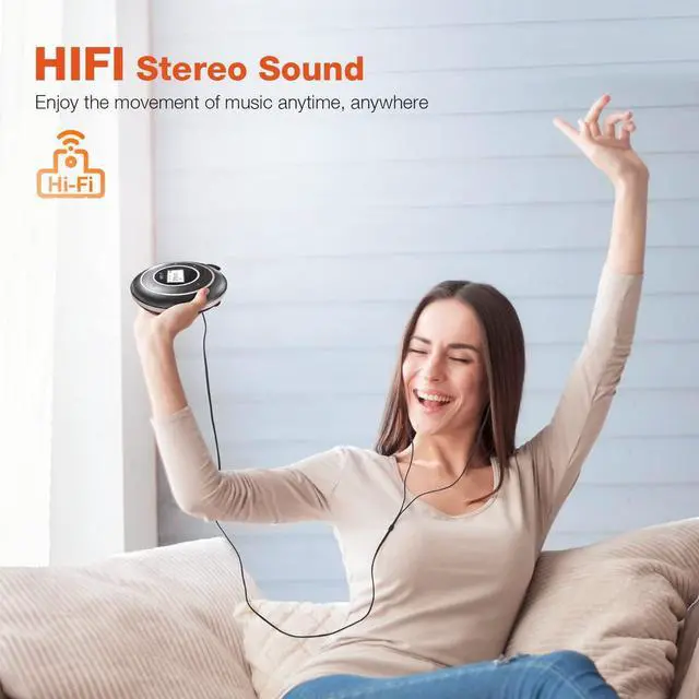Alt view image 5 of 6 - HOTT C105 Portable CD Player FM Transmitter Rechargeable Compact CD Player with Touch Buttons Backlit Display Black