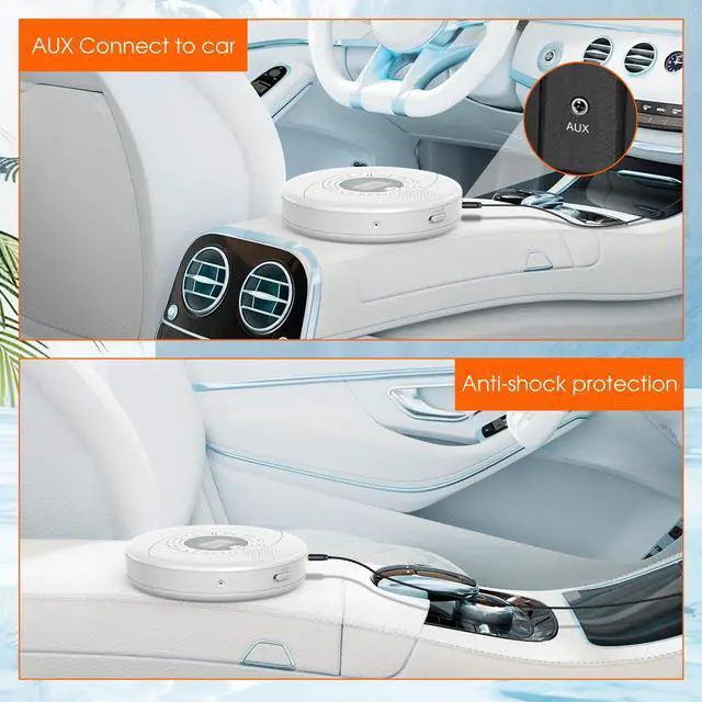 Alt view image 6 of 6 - Portable CD Player with Built-in Speaker: Rechargeable Discman with Headphones - Anti-Skip for Car AUX,USB MP3 playable with Memory for Music/Audiobooks/Travel/Trip/Gift - White