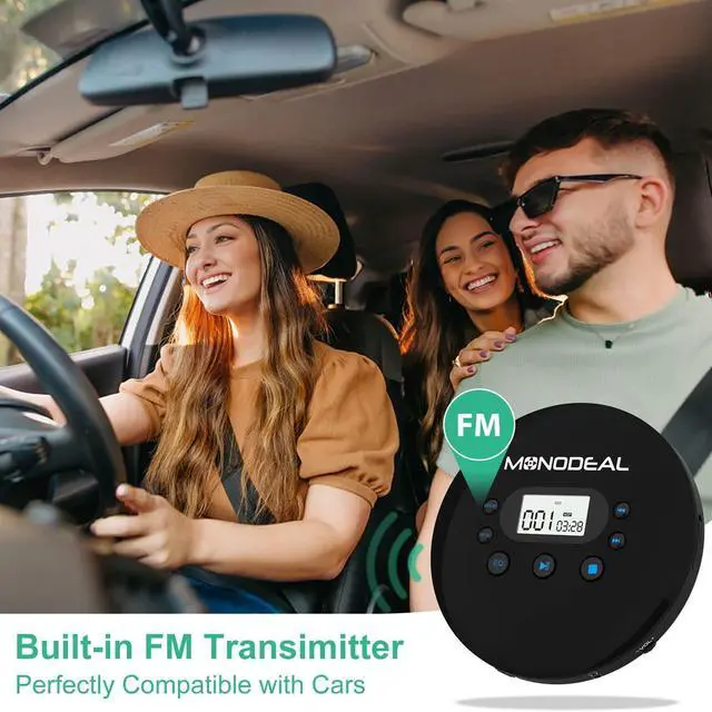 Alt view image 3 of 7 - CD Player Portable, Portable CD Player with FM Transmitter, Rechargeable Player for Car for Home Travel with Anti-Skip Protection Compact Player with Headphones