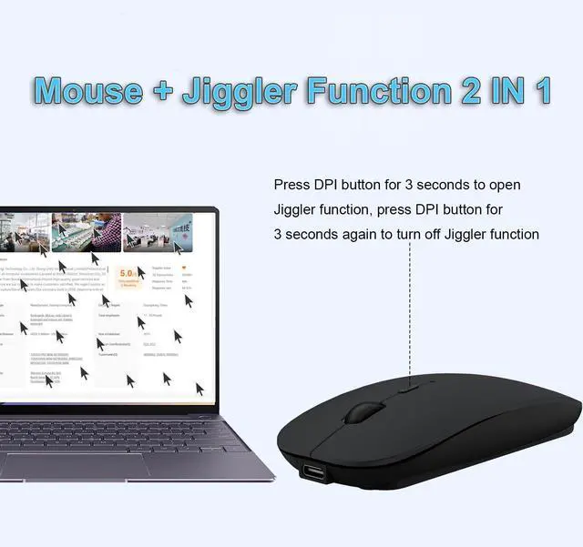Alt view image 4 of 7 - Bluetooth Mouse for Laptop/MacBook/iPad/Android PC,Rechargable Quiet Slim Wireless Mice Compatible with Windows/Linux/Tablet,Black