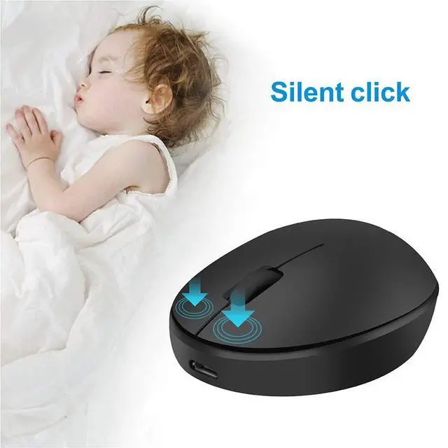 Alt view image 3 of 7 - Mini Rechargeable Wireless Mouse,Silent Travel Mice for Laptop-Black