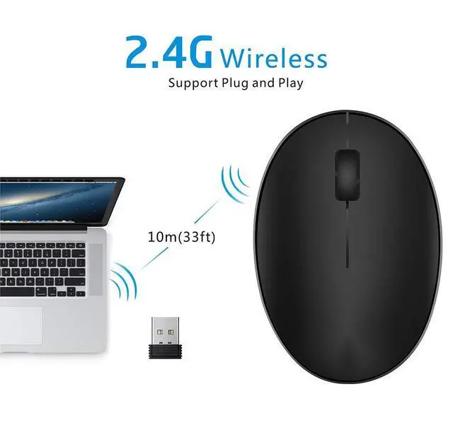 Alt view image 5 of 7 - Mini Rechargeable Wireless Mouse,Silent Travel Mice for Laptop-Black