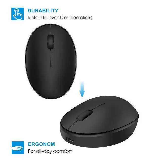 Alt view image 2 of 7 - Mini Rechargeable Wireless Mouse,Silent Travel Mice for Laptop-Black