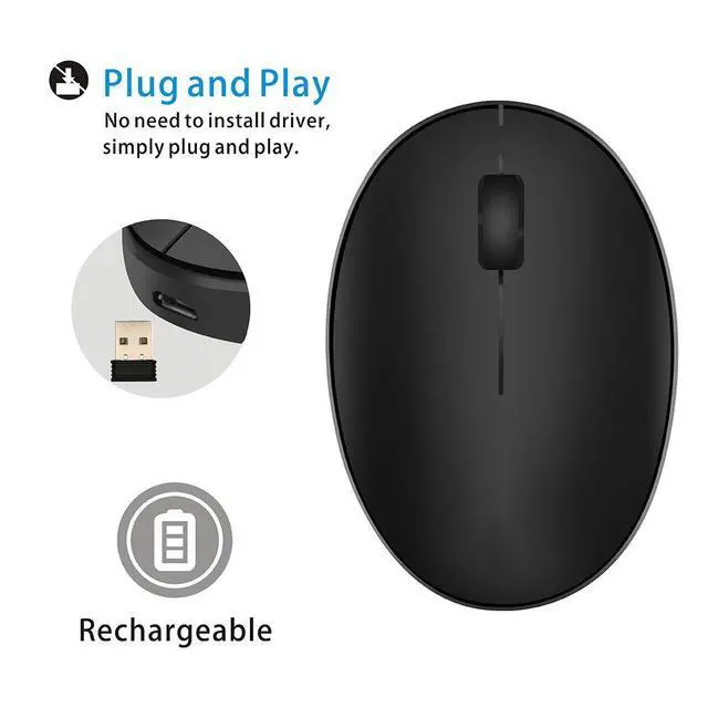 Alt view image 7 of 7 - Mini Rechargeable Wireless Mouse,Silent Travel Mice for Laptop-Black