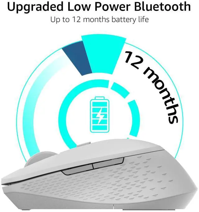 Alt view image 5 of 7 - M300G Silent Wireless Mouse, Bluetooth Mouse for Laptop, 2.4GHz with USB Receiver, 2400 Adjustable DPI Optical Tracking, 1 Year Battery Life, Compatible with PC, Grey
