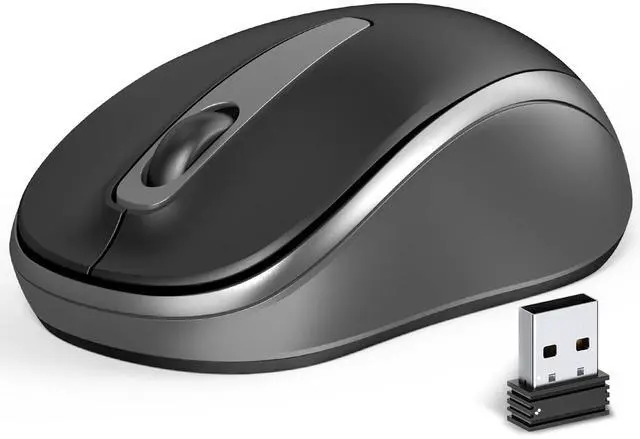Main image of Wireless Mouse for Portable Computer, 2.4G Noiseless Mouse with USB Receiver, Ergonomics Cordless Optical Silent Mice for Windows PC, Tablet, Laptop, Mac- Gray & Black