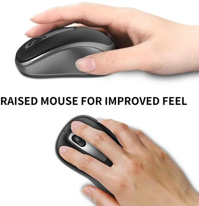 Alt view image 6 of 7 - Wireless Mouse for Portable Computer, 2.4G Noiseless Mouse with USB Receiver, Ergonomics Cordless Optical Silent Mice for Windows PC, Tablet, Laptop, Mac- Gray & Black
