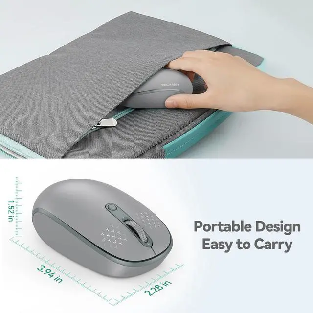 Alt view image 3 of 7 - Compact Ambidextrous Wireless Mouse for Laptop Grey | 2.4G Quiet Computer Mouse with USB Receiver, 3 Adjustable DPI Portable Cordless Mice for Chromebook, Laptop, PC, Mac
