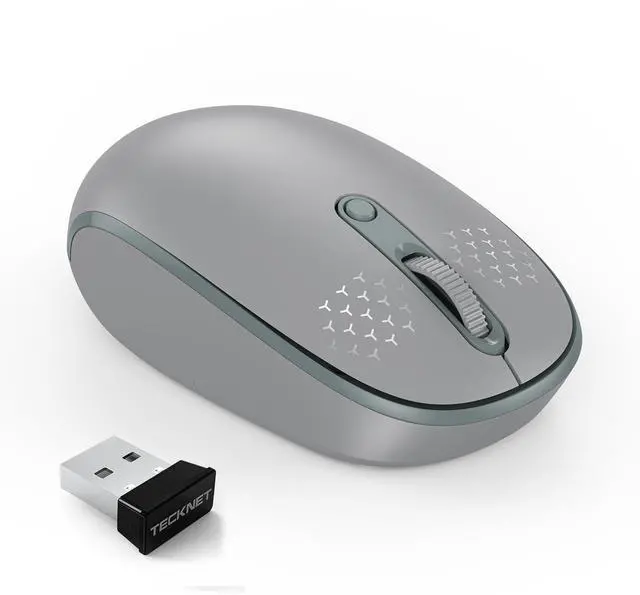 Main image of Compact Ambidextrous Wireless Mouse for Laptop Grey | 2.4G Quiet Computer Mouse with USB Receiver, 3 Adjustable DPI Portable Cordless Mice for Chromebook, Laptop, PC, Mac