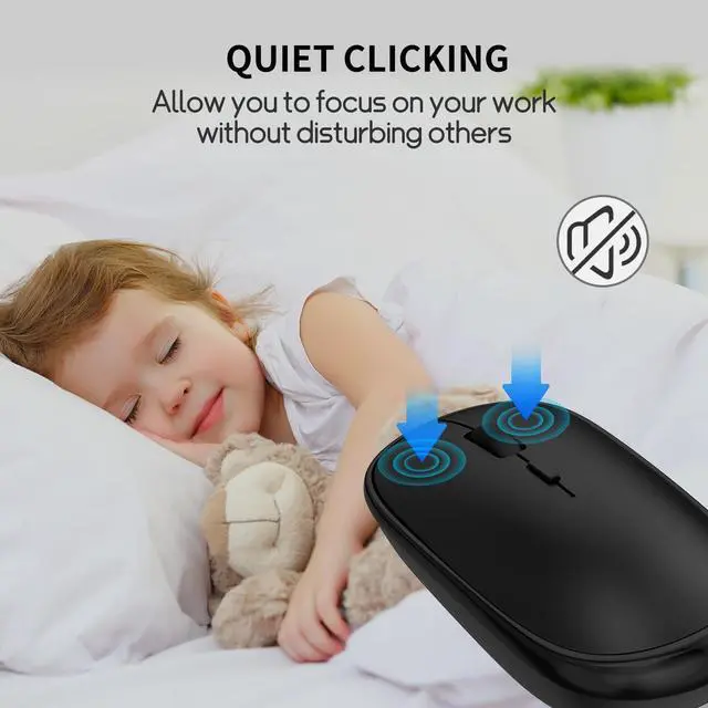 Alt view image 4 of 7 - Small Wireless Mouse, Slim Mini Mouse, Portable Computer Mice with USB Receiver, Quiet Click, 2400 DPI, 2.4GHz Cordless Silent Mice for Laptop PC - Black