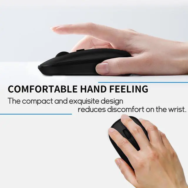 Alt view image 6 of 7 - Small Wireless Mouse, Slim Mini Mouse, Portable Computer Mice with USB Receiver, Quiet Click, 2400 DPI, 2.4GHz Cordless Silent Mice for Laptop PC - Black