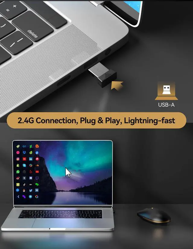 Alt view image 6 of 7 - Wireless Mouse, 2.4G Computer Mouse for Laptop, 4800 DPI Silent Mouse with USB Receiver, Slim Portable Travel Mouse Compatible with MacOS Windows Android PC Chromebook, 18 Months Battery Life