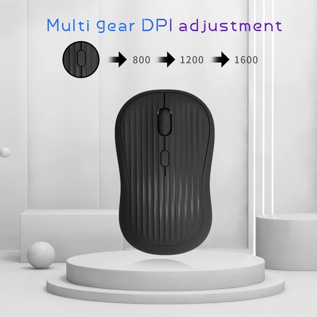 Alt view image 4 of 7 - Wireless Mouse, 2.4G + BT, Rechargeable Battery, 4-Key, DPI: 800/1200/1600, Silent, Type-C, USB Nano Receiver, Ergonomic, Portable, for Laptop, Chromebook, PC, Mac, Windows (Black)