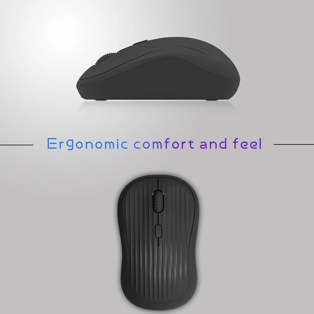 Alt view image 5 of 7 - Wireless Mouse, 2.4G + BT, Rechargeable Battery, 4-Key, DPI: 800/1200/1600, Silent, Type-C, USB Nano Receiver, Ergonomic, Portable, for Laptop, Chromebook, PC, Mac, Windows (Black)
