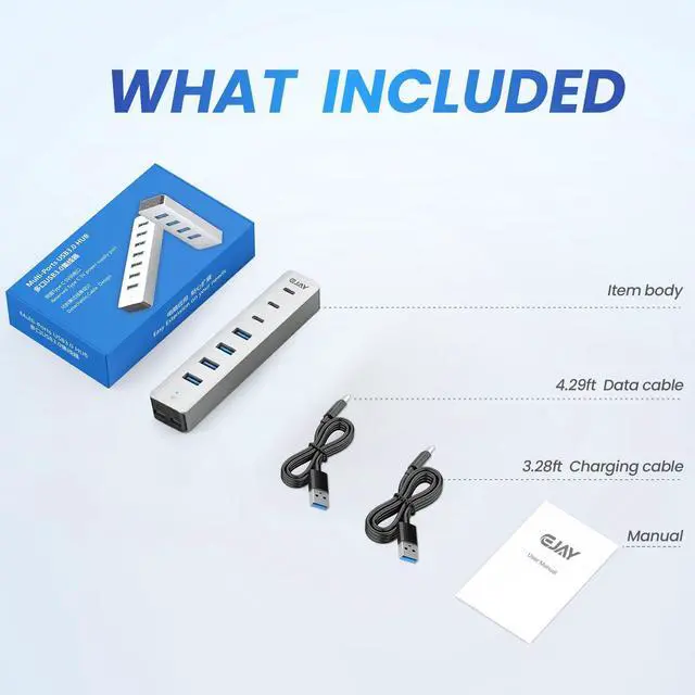 Alt view image 6 of 6 - 4 Port USB3.0 and USB-C HUB for PC,Laptop,MacBook Pro etc