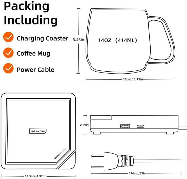 Alt view image 5 of 7 - Coffee Mug Warmer Set: Coffee Warmer for Desk Auto Shut Off Candle Warmer Plate Electric Beverage Coffee Cup Warmer Heated Coffee Mug for Coffee,Tea, Milk Up to 131°F/55°C, White with Pink Mug
