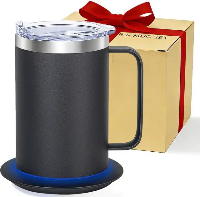 Main image of Coffee Warmer Mug Set for Desk, Self Heating Coffee Cup with Lid, USB Electric Coffee Mug with Temperature Control(Black-14oz)