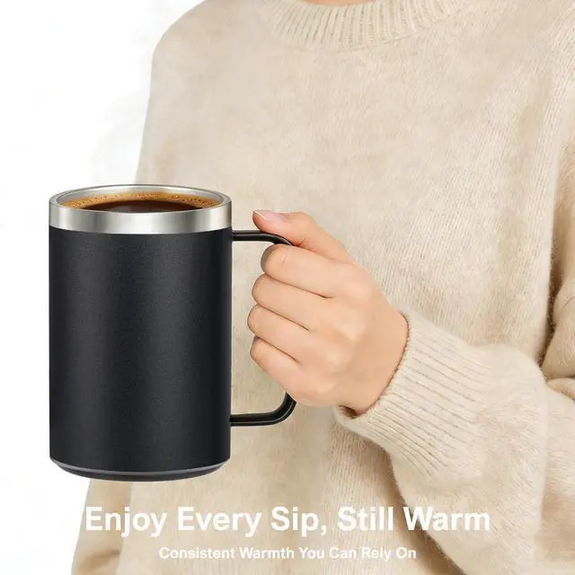 Alt view image 3 of 7 - Coffee Warmer Mug Set for Desk, Self Heating Coffee Cup with Lid, USB Electric Coffee Mug with Temperature Control(Black-14oz)
