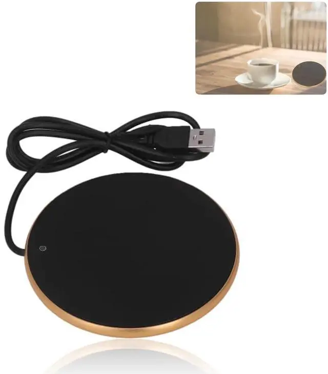 Main image of 5V 2A USB Candle Warmer, 4.1in Coffee Mug Cup Warmer With Smart Power Off Function, 55C Constant Temperature for Home and Office (Gold)
