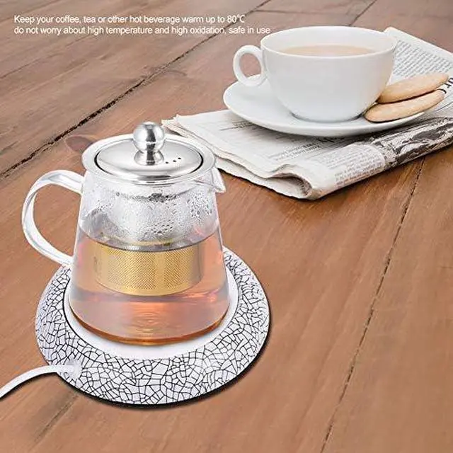 Alt view image 4 of 7 - Coffee Mug Warmer,USB Rechargeable Coffee Warmer, Heat Beverage Warmer for Desk, Smart Cup Warmer with Wood Grain, Mug Warmer for Heating Coffee Beverage Tea Milk(Water Bead Pattern), el