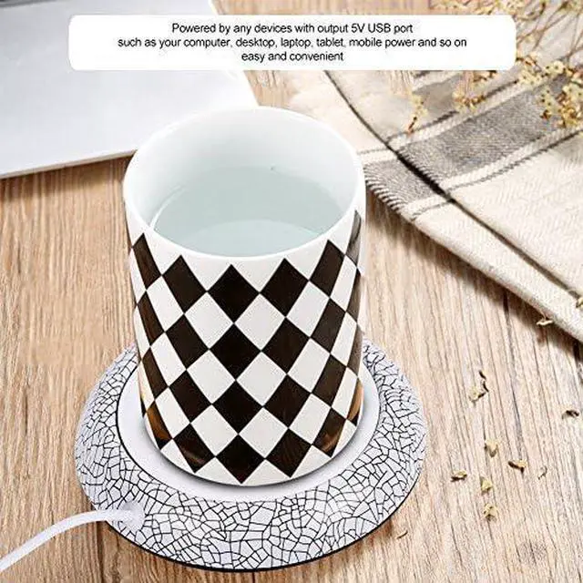 Alt view image 7 of 7 - Coffee Mug Warmer,USB Rechargeable Coffee Warmer, Heat Beverage Warmer for Desk, Smart Cup Warmer with Wood Grain, Mug Warmer for Heating Coffee Beverage Tea Milk(Water Bead Pattern), el