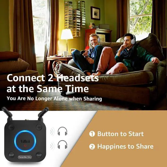 Alt view image 2 of 7 - B06TX Bluetooth 5.3 Transmitter for TV to Wireless Headphone/Speaker, Bluetooth Adapter for TV w/Volume Control, AUX/RCA/Optical/Coaxial Audio Inputs, Plug n Play, aptX Low Latency & HD