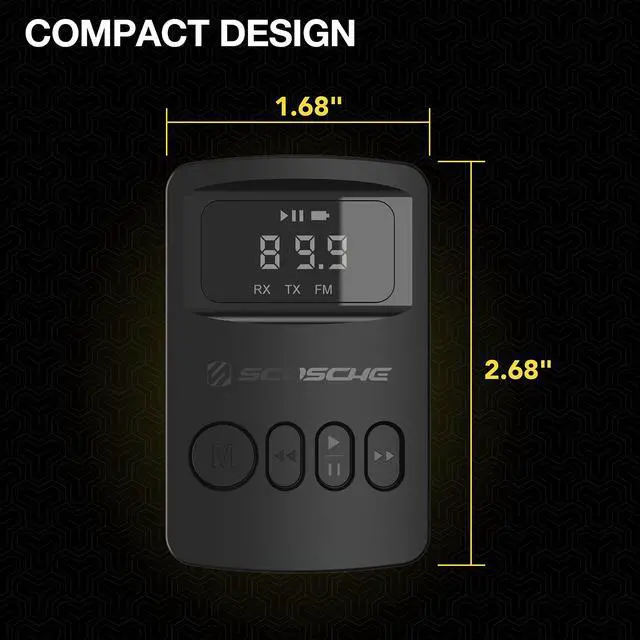 Alt view image 7 of 7 - BTTRFM-SP1 Portable Bluetooth Transmitter/Receiver, FM Transmitter and Wireless Audio Receiver for TV, Headphones, Home/Car Stereo, Airplane Entertainment and more, up to 7 Hour Battery Life