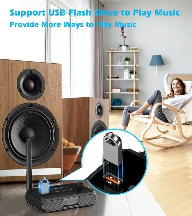 Alt view image 6 of 7 - Bluetooth 5.4 Receiver for Home Stereo, Optical Low Latency & HD Music Audio Bluetooth to RCA Adapter for Stereo/Speakers/Wired Speakers/Home Audio Music Streaming Stereo System, Support AUX/USB
