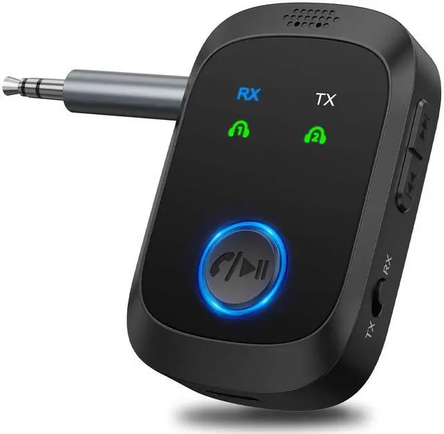 Main image of Bluetooth 5.4 Transmitter Receiver, 2-in-1 Wireless Audio Adapter Supports 2 Headphones, Hands-Free Calls, 11.5H RX/10H TX, 3.5mm Bluetooth AUX Adapter for Car Airplane Speakers TV Travel