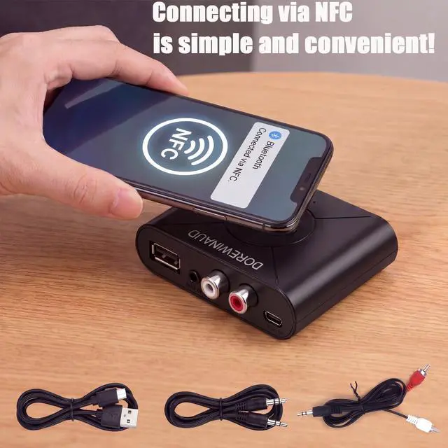 Alt view image 2 of 7 - Bluetooth 5.3 Audio Receiver, Wireless Audio Receiver RCA Adapter for Stereo, USB Flash Drive/NFC One Key Connect/Car Speakers/Wireless Headphones Receiving Mode for Bluetooth Devices